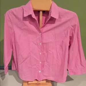Ann Taylor pink and white check blouse